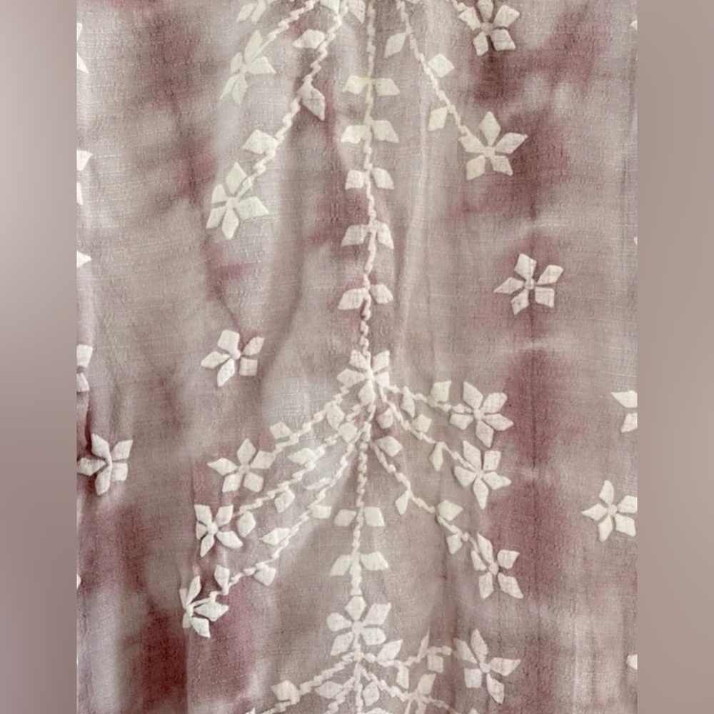 Sweet Ones VINTAGE Purple A Line Dress White Embossed Floral Print Large - Picture 11 of 11
